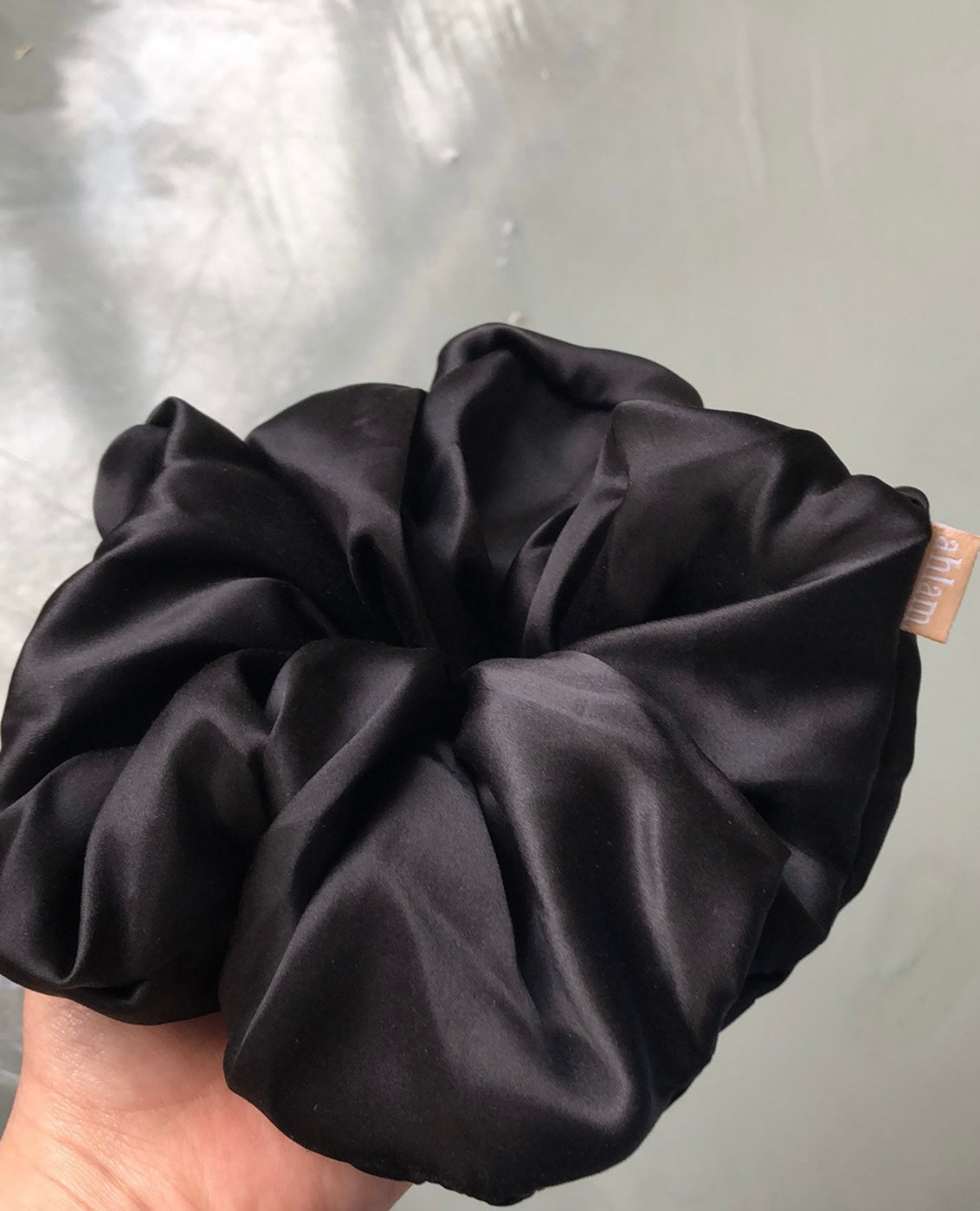 Oversized Silk Scrunchie- Charcoal